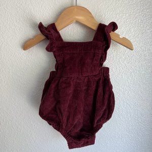Old Navy 0-3M Baby Girl Maroon Corduroy Romper